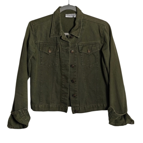 NEWPORT NEWS JEANOLOGY COLLECTION Olive Green Jean Jacket Size 4 - Picture 1 of 16